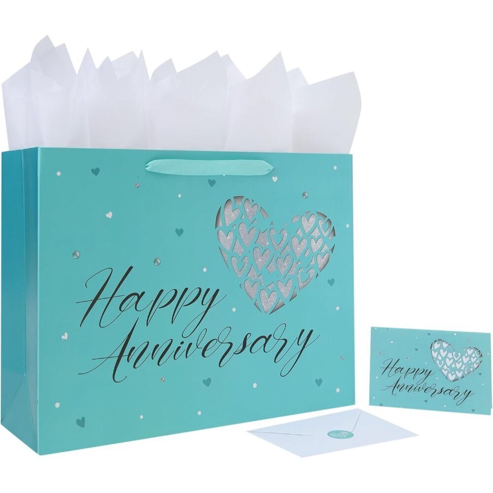 16.5” Extra Large Gift Bag Set with Handles, Greeting Card, Tissue Papers and